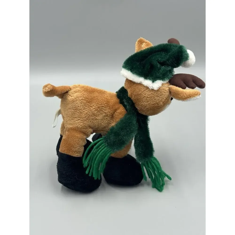 Calplush Christmas Friends Beanie Plush Reindeer In Hat Scarf 7” Stuffed Toy